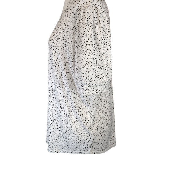 Adrianna Papell Blouse XL Woman’s Size L White Black Polka Dot Short Sleeve - Picture 2 of 6